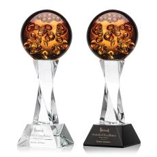 Freeman on Spirale Spire Base Clear Globe Glass Trophy - Art Glass Trophies