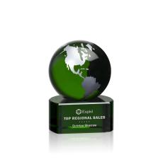 Magee Green/Silver Globe Crystal Trophy - Crystal Globe Awards