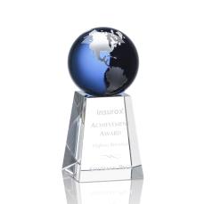 Krause Blue/Silver Globe Crystal Trophy - Crystal Globe Awards