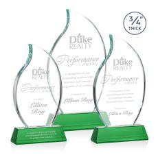 Summers on Helton Base Green Flame Crystal Trophy - Crystal Trophies