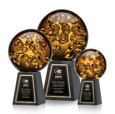 Freeman Globe on Tall Marble Glass Trophy - Art Glass Trophies