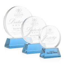 McCarty on Base Sky Blue Circle Crystal Trophy - Crystal Trophies