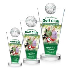 Alonzo Golf Full Color Clear Globe Crystal Trophy - Crystal Globe Awards