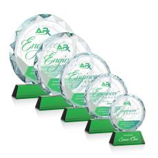 Linares Full Color Green Circle Crystal Trophy - Crystal Trophies