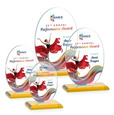 Woods (Vert) Full Color Amber Circle Crystal Trophy - Crystal Trophies