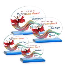 Woods (Horiz) Full Color Sky Blue Circle Crystal Trophy - Crystal Trophies