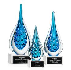 Madsen on Plated Crystal Base Clear Tear Drop Glass Trophy - Art Glass Trophies