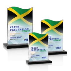 Dobbs Full Color Black Unique Crystal Trophy - Patriotic and Government Awards 