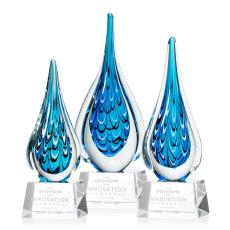 Madsen on Small Crystal Base Clear Tear Drop Glass Trophy - Art Glass Trophies
