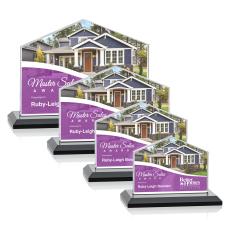 House Full Color Black Peaks Crystal Trophy - Crystal Trophies
