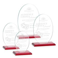 Woods (Vert) Red Circle Crystal Trophy - Crystal Trophies
