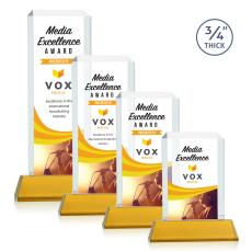 Carey Full Color on Helton Amber Rectangle Crystal Trophy - Crystal Trophies