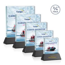 Landers Full Color on Helton Black Square / Cube Crystal Trophy - Custom Trophies