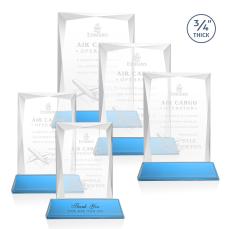 Cassidy on Helton Base Sky Blue Rectangle Crystal Trophy - Crystal Trophies