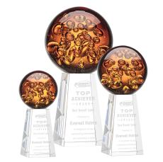 Freeman Globe on Tall Crystal Base Glass Trophy - Art Glass Trophies