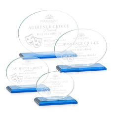 Woods (Horiz) Sky Blue Circle Crystal Trophy - Crystal Trophies