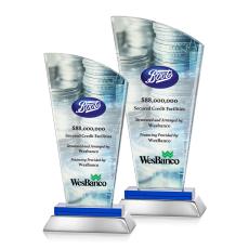 Pollard Full Color Blue Peaks Crystal Trophy - Crystal Trophies