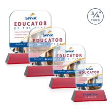 App Full Color on Helton Red Square / Cube Crystal Trophy - Crystal Trophies