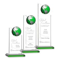 Myers Green/Silver Globe Crystal Trophy - Crystal Globe Awards