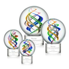 Blackburn on Round Base Clear Globe Glass Trophy - Art Glass Trophies