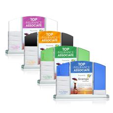 Guillen Perpetual Full Color Silver Peaks Crystal Trophy - Crystal Trophies