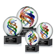 Blackburn Globe on Square Marble Base Glass Trophy - Art Glass Trophies