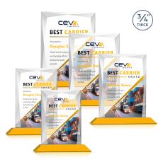 Cassidy Full Color Amber Rectangle Crystal Trophy - Crystal Trophies
