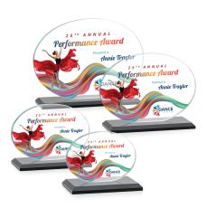 Woods (Horiz) Full Color Black Circle Crystal Trophy - Crystal Trophies