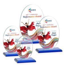 Woods (Vert) Full Color Blue Circle Crystal Trophy - Crystal Trophies