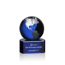 Magee Blue/Silver Globe Crystal Trophy - Crystal Globe Awards