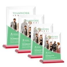 Prieto Full Color Red Rectangle Crystal Trophy - Crystal Trophies