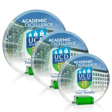 Ayala Full Color Green Circle Crystal Trophy - Crystal Trophies