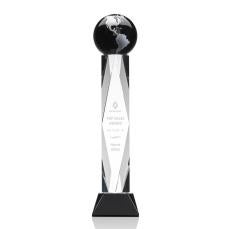 Winkler Black/Silver Globe Crystal Trophy - Crystal Trophies