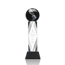 Winkler Globe Black/Silver Towers Crystal Trophy - Crystal Globe Awards