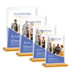 Prieto Full Color Amber Rectangle Crystal Trophy - Crystal Trophies