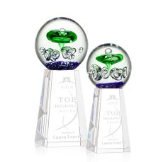 Williamson Globe on Tall Crystal Base Glass Trophy - Art Glass Trophies