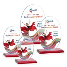 Woods (Vert) Full Color Red Circle Crystal Trophy - Crystal Trophies