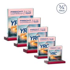 Landers Full Color Red Square / Cube Crystal Trophy - Crystal Trophies