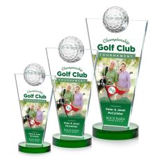 Alonzo Golf Full Color Green Globe Crystal Trophy - Crystal Globe Awards