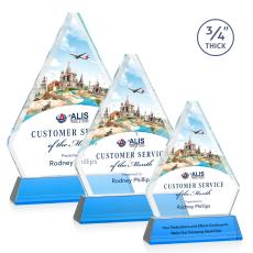 Mayer Full Color on Helton Sky Blue Crystal Trophy - Crystal Trophies