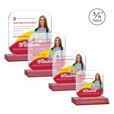 App Full Color Red Square / Cube Crystal Trophy - Crystal Trophies