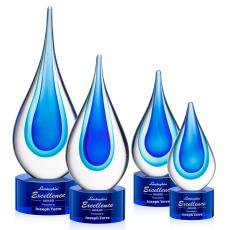 Eubanks on Round Base - Blue - Glass Trophies