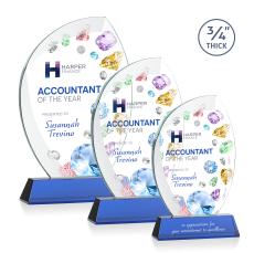 Oakes Full Color on Helton Base Blue Flame Crystal Trophy - Crystal Trophies