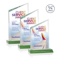 Brito Full Color Green Peaks Crystal Trophy - Crystal Trophies