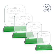 App on Helton Green Square / Cube Crystal Trophy - Crystal Trophies