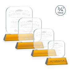 App on Helton Amber Square / Cube Crystal Trophy - Crystal Trophies