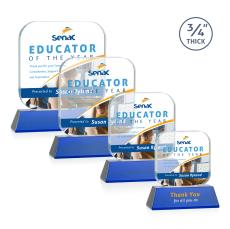 App Full Color on Helton Blue Square / Cube Crystal Trophy - Crystal Trophies
