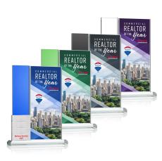 Valle Perpetual Full Color Silver Rectangle Crystal Trophy - Crystal Trophies