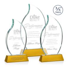 Summers on Helton Base Amber Flame Crystal Trophy - Crystal Trophies