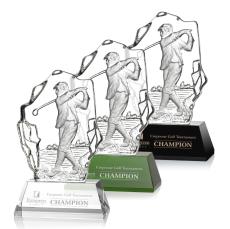 Angel Male Golfer Crystal Trophy - Trophies